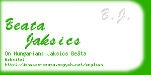 beata jaksics business card